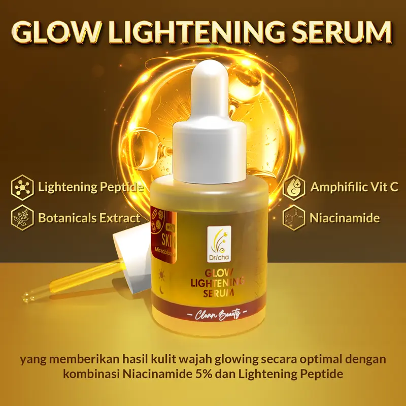 GLOW LIGHTENING SERUM ( Hidrasi Kulit Kering -  Normal ) Aging Extract Mencerahkan Wajah Pencerah Hitam Niacinamide Perawatan Vitamin 0