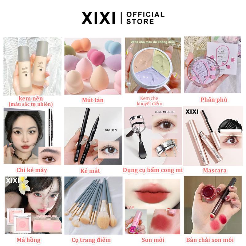 Bộ Trang Điểm, XiXi, 12 Món, Bao Gồm Kem Nền Dạng Lỏng, Phấn Phủ, Kem Che Khuyết Điểm, Mascara, Lông Mày, Kẻ Mắt, Kéo Mi, Son Môi, Phấn Đánh