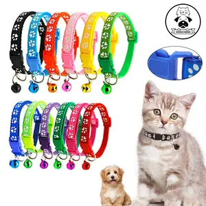 Kalung Kucing Lonceng Hewan Peliharaan / Aksesoris Kalung Hewan / Tali Leher Kucing Motif Tapak Kaki