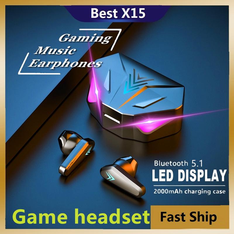  Tai Nghe Bluetooth Tai Nghe Chơi Game X15 Có Màn Hình LED Độ Trễ Siêu Thấp 2 Chế Độ Khử Tiếng Ồn Tai Nghe Không Dây TWS Thích Hợp Cho Các Trò Chơi Có Mic 