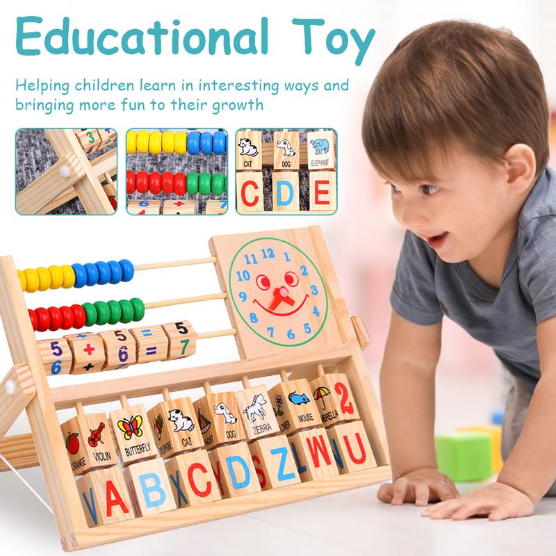 Kids Wooden Beads Abacus Count Frame Teaching Aid Math Educational ...