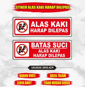 Stiker alas kaki harap dilepas / stiker himbauan masjid