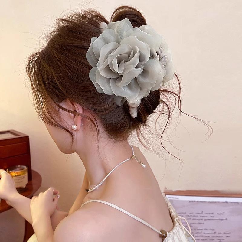 Kẹp Bắt Hoa Hồng Lưới Thiết Kế Mới Cho Nữ, Thiết Kế Đẹp, Kẹp Cá Mập Mới 2025, Kẹp Tóc Mũ Đội Đầu Sau, Mũ Đội Đầu, Phụ Kiện Sang Trọng 1