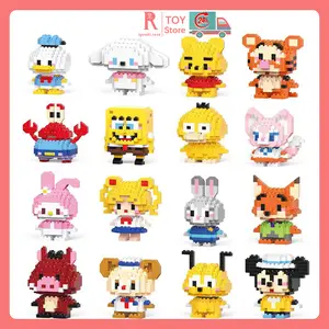 igoods.rose Mainan Balok Susun Partikel Kecil Balok Susun Karakter Kartun Mini Lucu Mainan Edukasi Anak Hadiah Ulang Tahun Murah dan Menarik