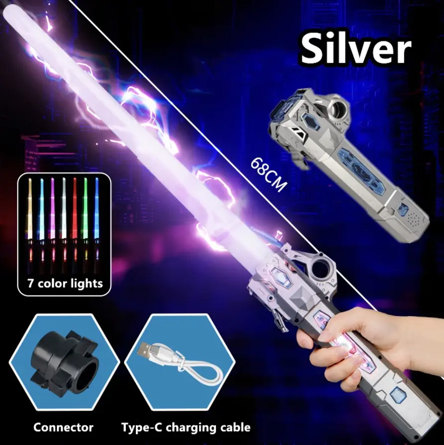 Mainan Lightsaber Star Wars 2in1 Cool Pedang 7 Warna Lampu Laser Ditarik Dengan Konektor Suara