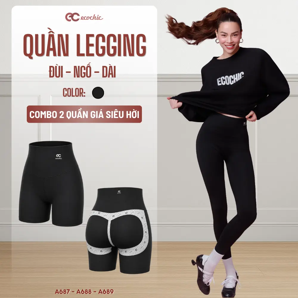 Quần Legging Nữ ECOCHIC Siêu Co Giãn Thoáng Mát Quần Đùi Ngố Dài Nâng Mông Đẹp Cạp Cao Tập Gym Yoga Chất Liệu Su Đúc