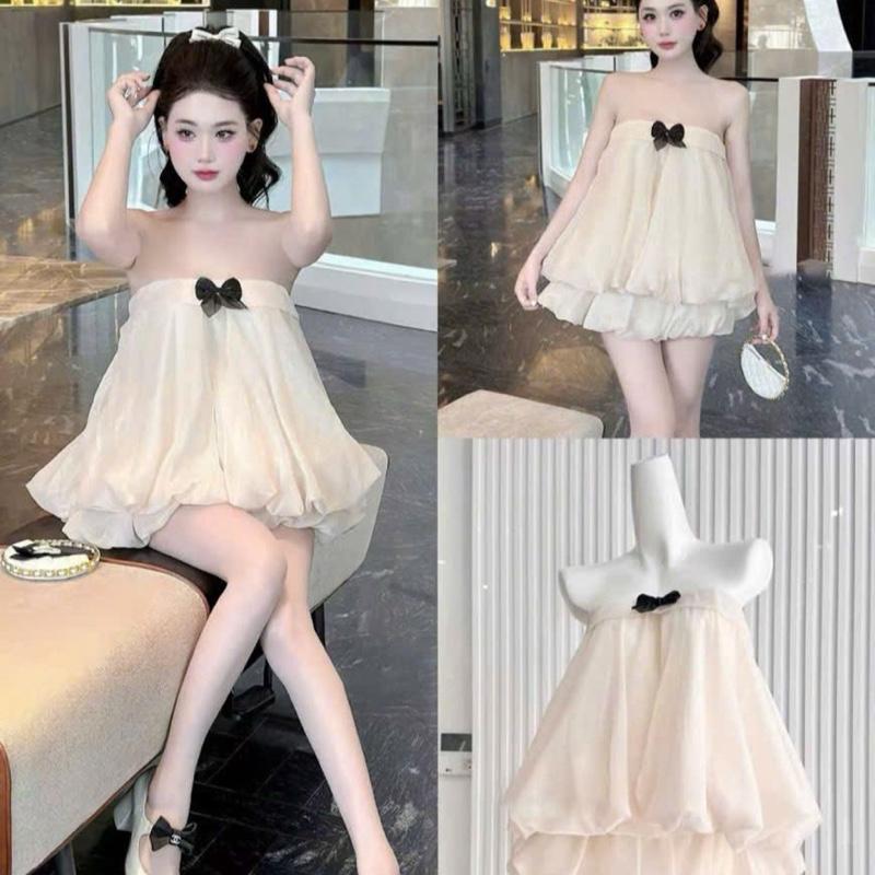  SET ÁO TƠ CUP NGỰC ĐÍNH NƠ ĐEN NHỎ PHỐI CHÂN VÁY BÍ DỄ THƯƠNG Nữ 