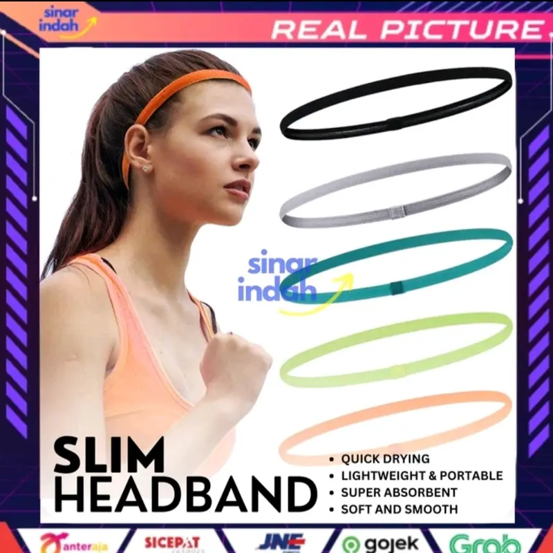 Mini HairBand Sport Anti Slip Sport Headband ikat Kepala Olahraga Yoga Unisex Bandana 0