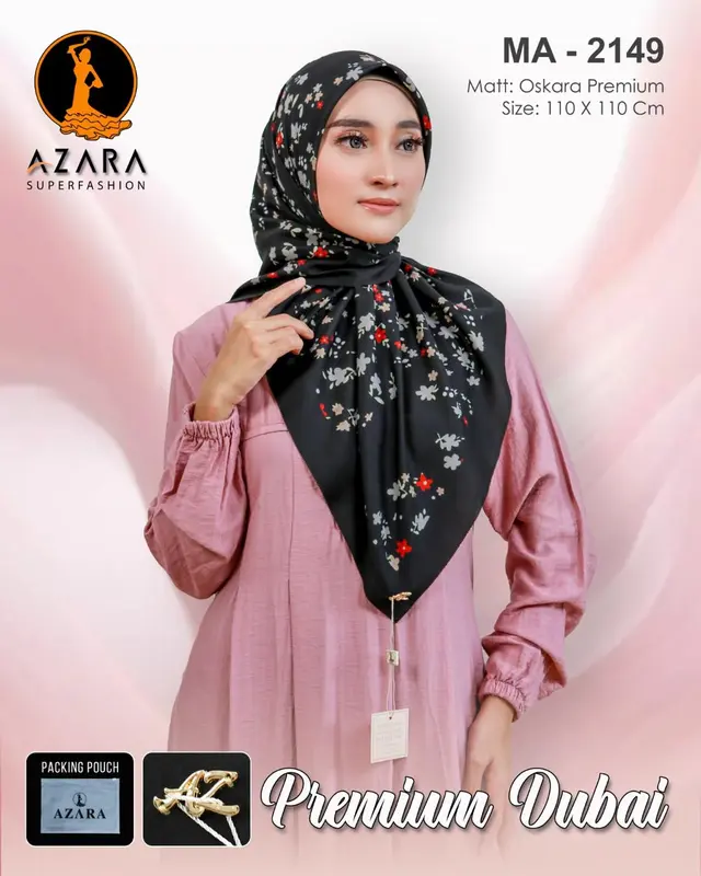 AZARA - Khusus Seragaman - Jilbab Segi Empat Oskara Motif Seragaman 110x110cm LC Logo Metal Voal 2