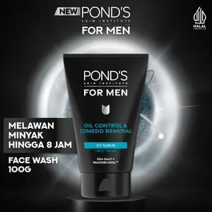 POND’S Skin Institute for Men Oil Control & Anti Comedo ICY SCRUB 100g- FACIAL WASH Pria Melawan Minyak Berlebih &Mengangkat Komedo