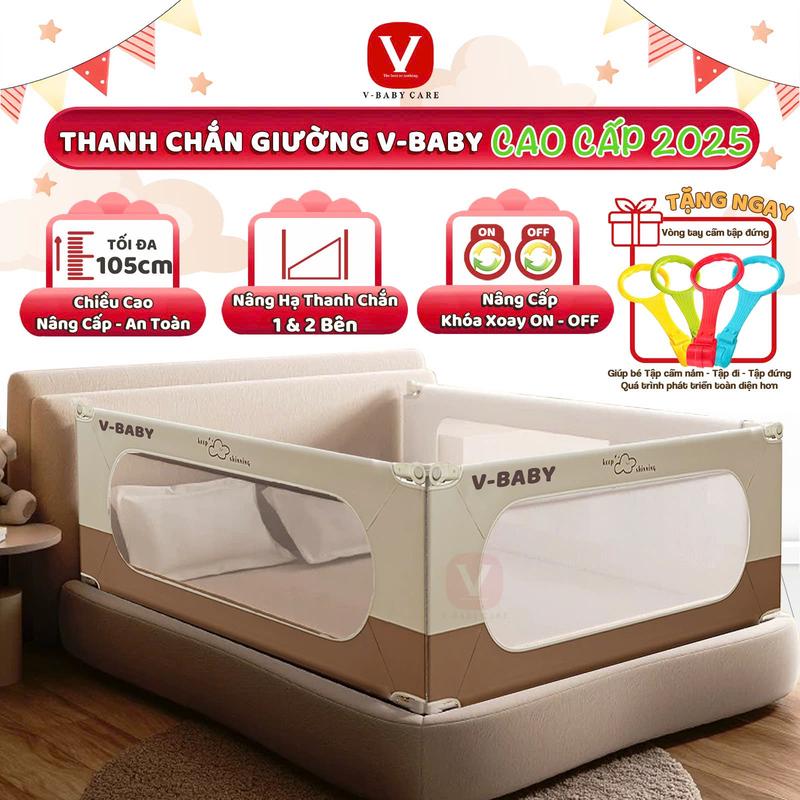 1 THANH CHẮN 1 MẶT GIƯỜNG Thanh Chắn Giường Cho Bé V-BABY N2 - Mẫu Mới Nhất 2025 rao chắn an toàn cho bé quây giường