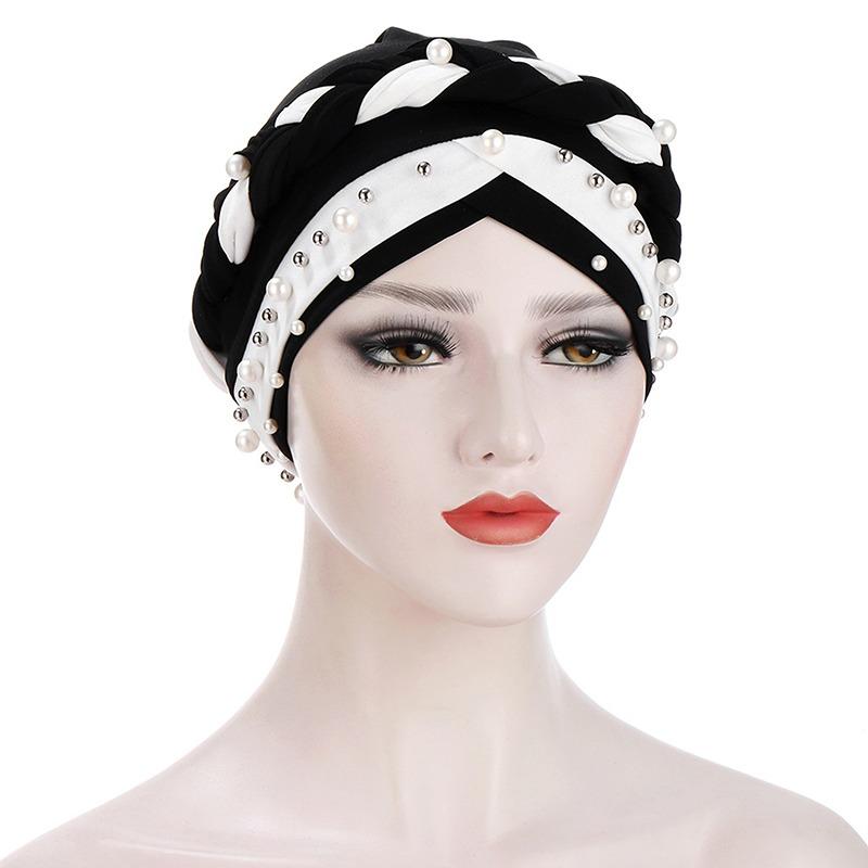 Product Introduction of Women Cap Braid Beads Turban Headscarf Islamic Head Wrap Lady 12