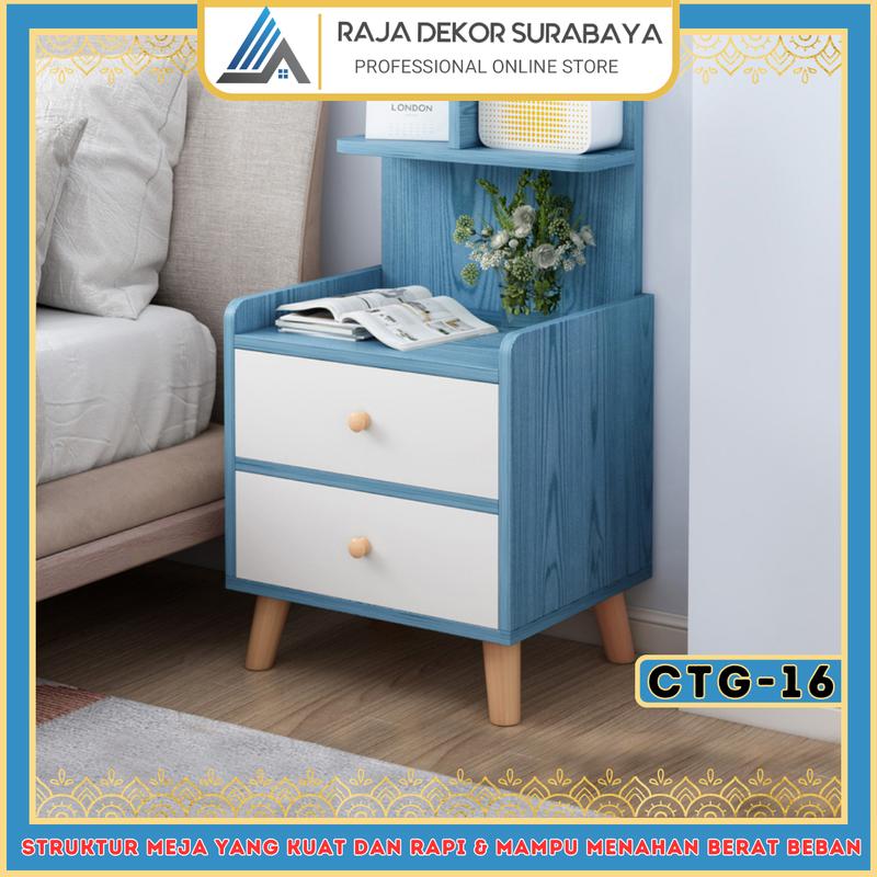 Product Introduction of RajaDekor - Bedside Table Meja Nakas Kayu Meja Penyimpanan Sisi Ranjang Tempat Tidur Tempat Penyimpanan Sisi Kasur Furniture Lemari Sisi Ranjang Bisa Cod Seluruh Indonesia 3