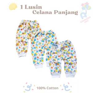 Terlaris 1 lusin celana bayi Newborn panjang cewek cowok 0 3 bulan lusinan nyaman lembut murah katun Perempuan