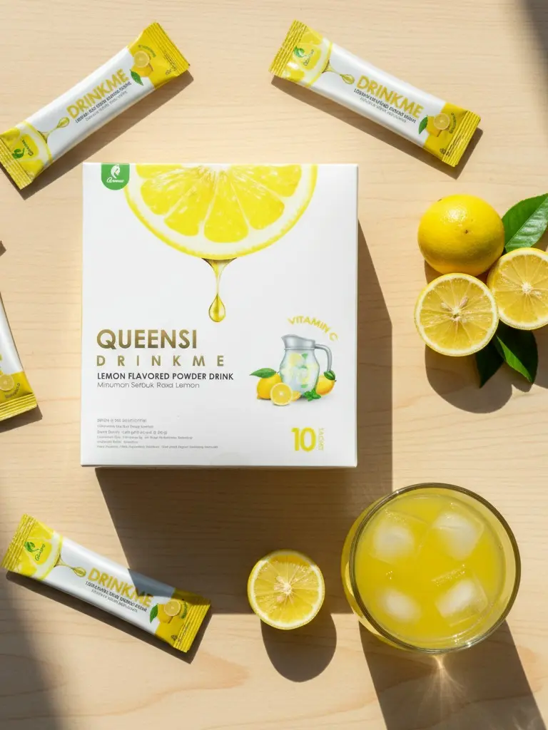 QUEENSI FIBER DRINKME MINUMAN SERBUK LEMON 10 SACHET