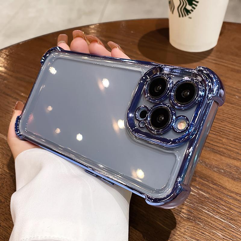 Ốp Điện Thoại trong suốt mạ sang trọng cho iPhone , 15, 14 Pro MAX, 13 Pro Max, 11 Pro Max, 12 Pro Max, trong suốt, bốn góc, túi khí, vỏ silicon, iPhone Phụ Kiện Case