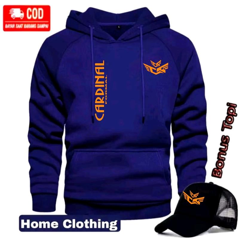 BONUS TOPI Terbaru !  Jaket Hoodie  Pria Wanita Terbaru - Hoodie Distro Pria Free Topi    Terbaru Print Oren 100% Cotton Fleece ( Bahan Tebal ) - Premium Quality Casual Lembut Nyaman 2