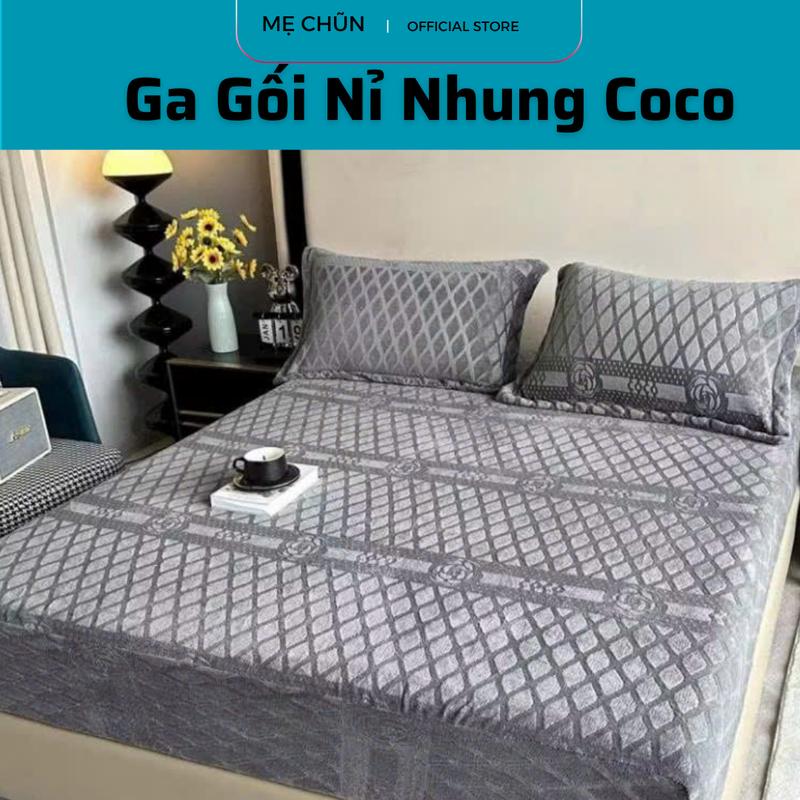 Bộ ga gối nỉ nhung sữa coco màu trơn siêu mềm mịn Mẹ Chũn Shop