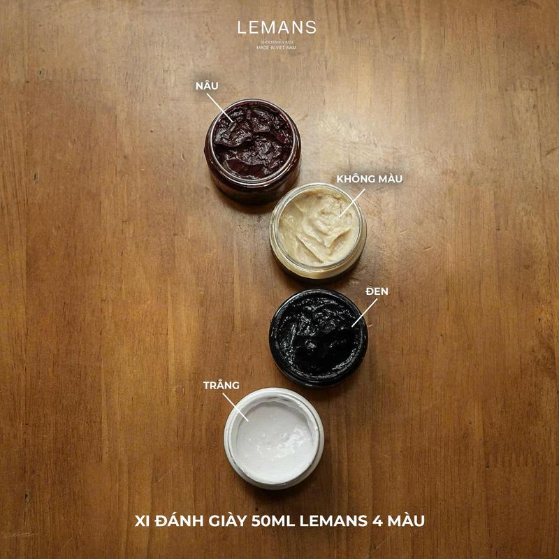  Xi đánh giày LEMANS 4 màu Đen Nâu Trắng và không màu để bảo dưỡng phục hồi cho da giày túi ví áo ghế sofa. 