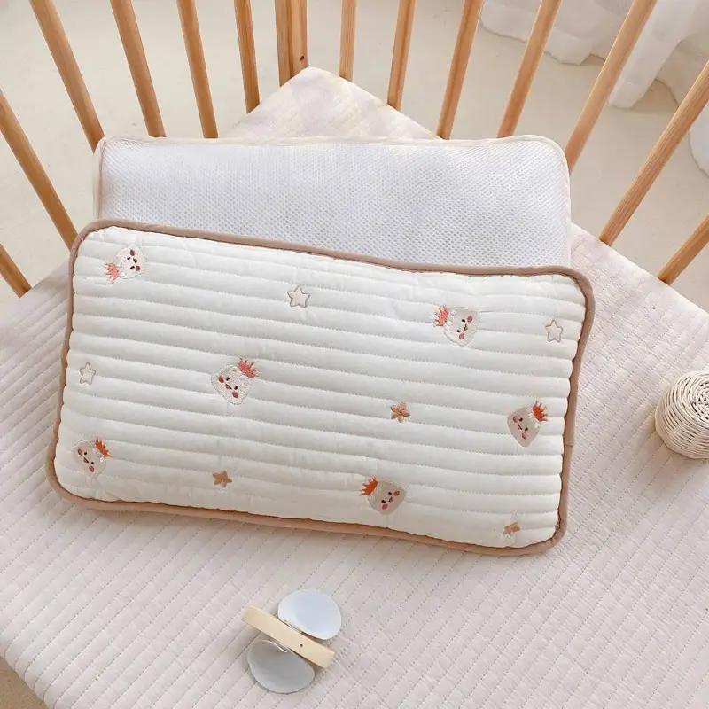 Gối Đầu Điều Hòa Trần Bông MONONA Có Viền Cao Cấp Êm Ái, Gối Thêu Hàn 4 Mùa Thoáng Khí Cho Bé KT 25x45cm 3