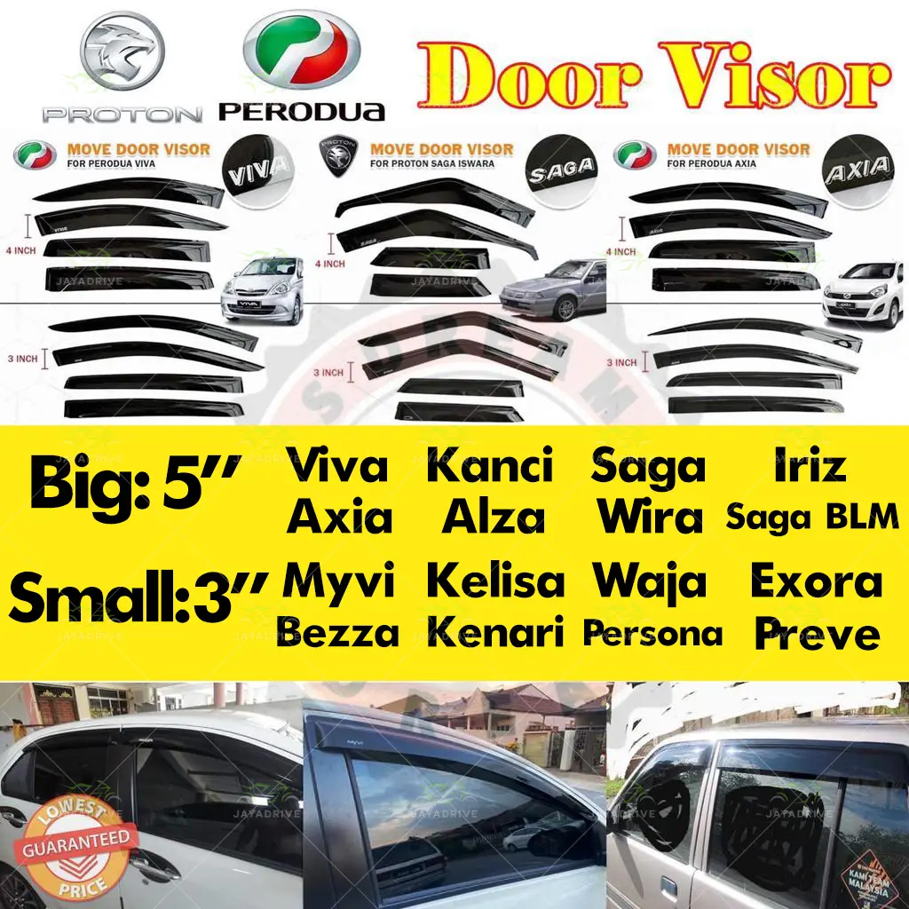 1set 4pcs Perodua Proton Door Visor Big / Small hero bezza myvi alza persona iriz preve waja axia aruz viva deer saga
