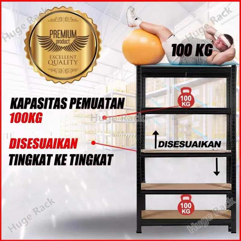 [AK]Rak besi sudut rak penyimpanan 5/6 lapis/rak penyimpanan serbaguna/rak penyimpanan rumah tangga super/rak penyimpanan komersial super besar/rak besi supermarket super besar/rak penyimpanan gudang/rak penyimpanan kamar tidur/putih/hitam 3