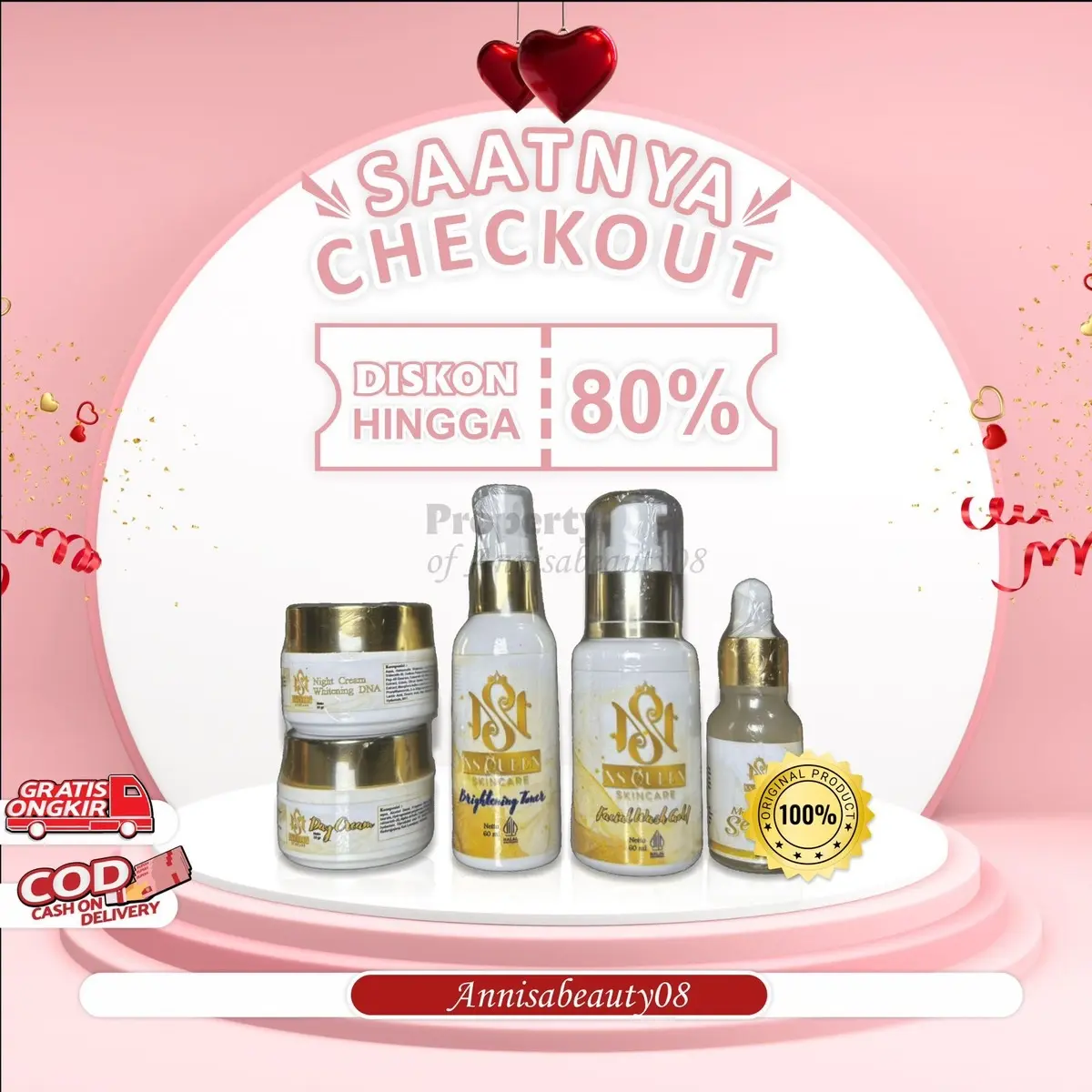 Perawatan Wajah Skincare Ns Queen-Paket Whitening-Paket Glowing-Paket Acne - Mencerahkan, Pencerah, Facial, Memutihkan, Hitam, Muka, Acid, Aging