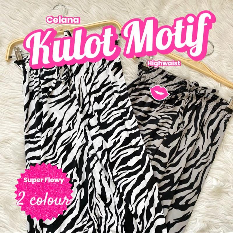 Leopard KULOT Pants Highwaist / Celana Panjang Wanita / Kulot Motif zebra 2