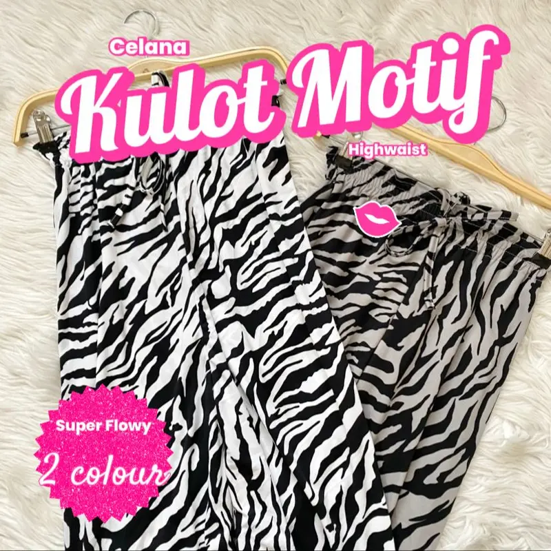 Leopard KULOT Pants Highwaist / Celana Panjang Wanita / Kulot Motif zebra 2