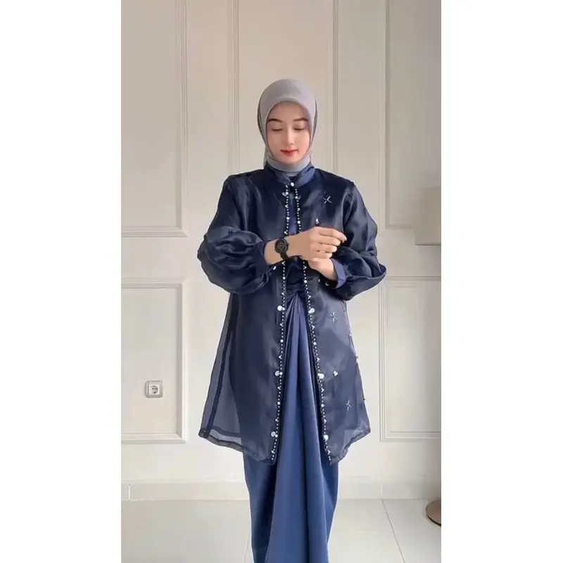 NHB - New Jemma Oneset Polos Modern Outer Payet ORGANZA Halus Setelan Kebaya Wanita Kekinian Outfit Kondangan Premium Set Lamaran Wisuda Baju Couple Sarimbit