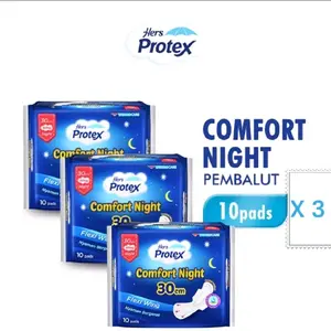 Protex Comfort Night 3 x 10 Pads Pembalut Ukuran 30cm 30 Lembar Flex Wing Nyaman Tidur Pelembab