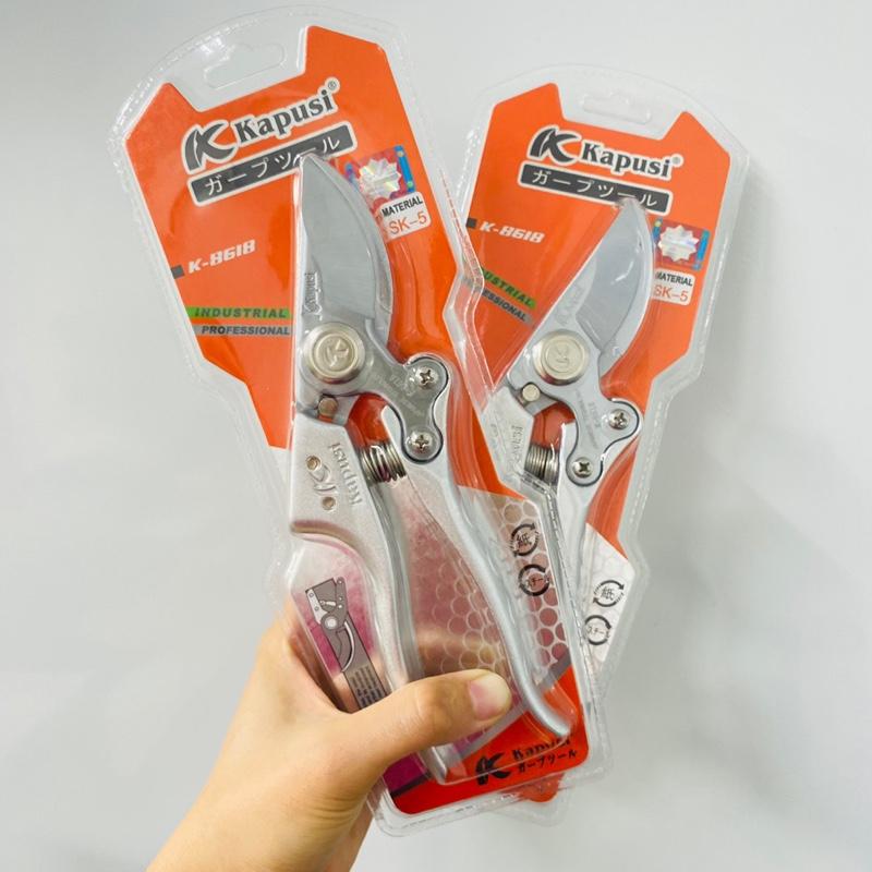 TẶNG LÒ XO - Kéo cắt cành tay bạc, có đá tự mài kéo - kapusi chính hãng (chữ K dập chìm)