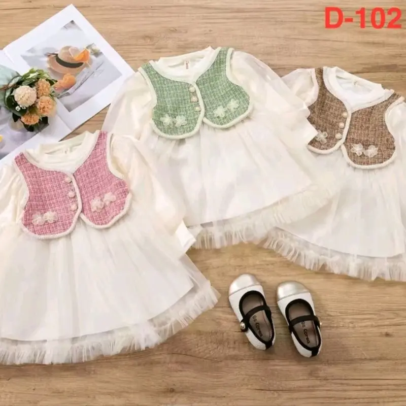 29-DRESS CANTIK ANAK PEREMPUAN 1-4 THN LENGAN PANJANG Gaun Cewek 2