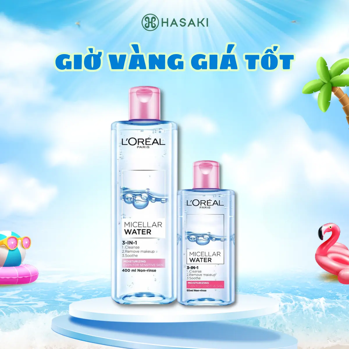 Nước Tẩy Trang L'Oreal Dưỡng Ẩm Cho Da Thường, Khô 400ml Micellar Water 3-in-1 Moisturizing Even For Sensitive Skin | HASAKI BEAUTY