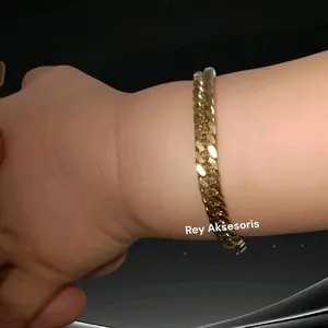 Gelang Bayi dan Anak-anak Rantai Rapat Titanium warna Gold Bracelets Elegan