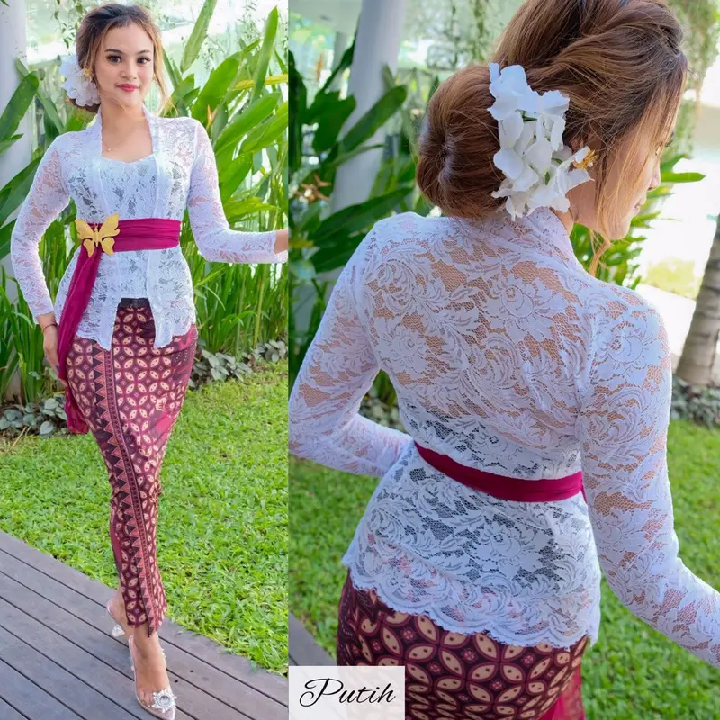 Setelan Baju Kebaya Brokat Stretch Sofia dan Rok Moscreft Batik Panjang Modern 6