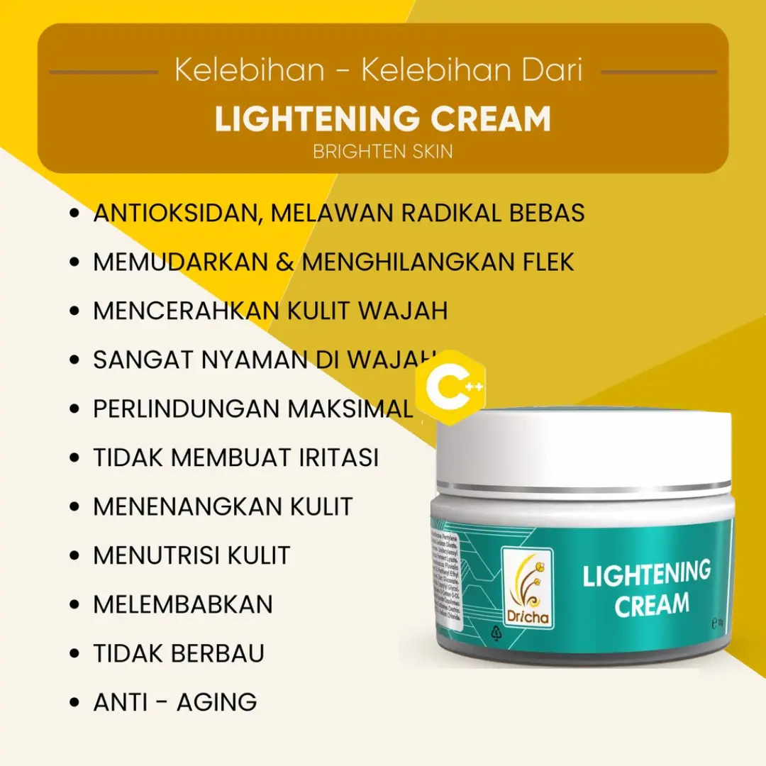 Dricha lightening cream untuk flek dan wajah cerah