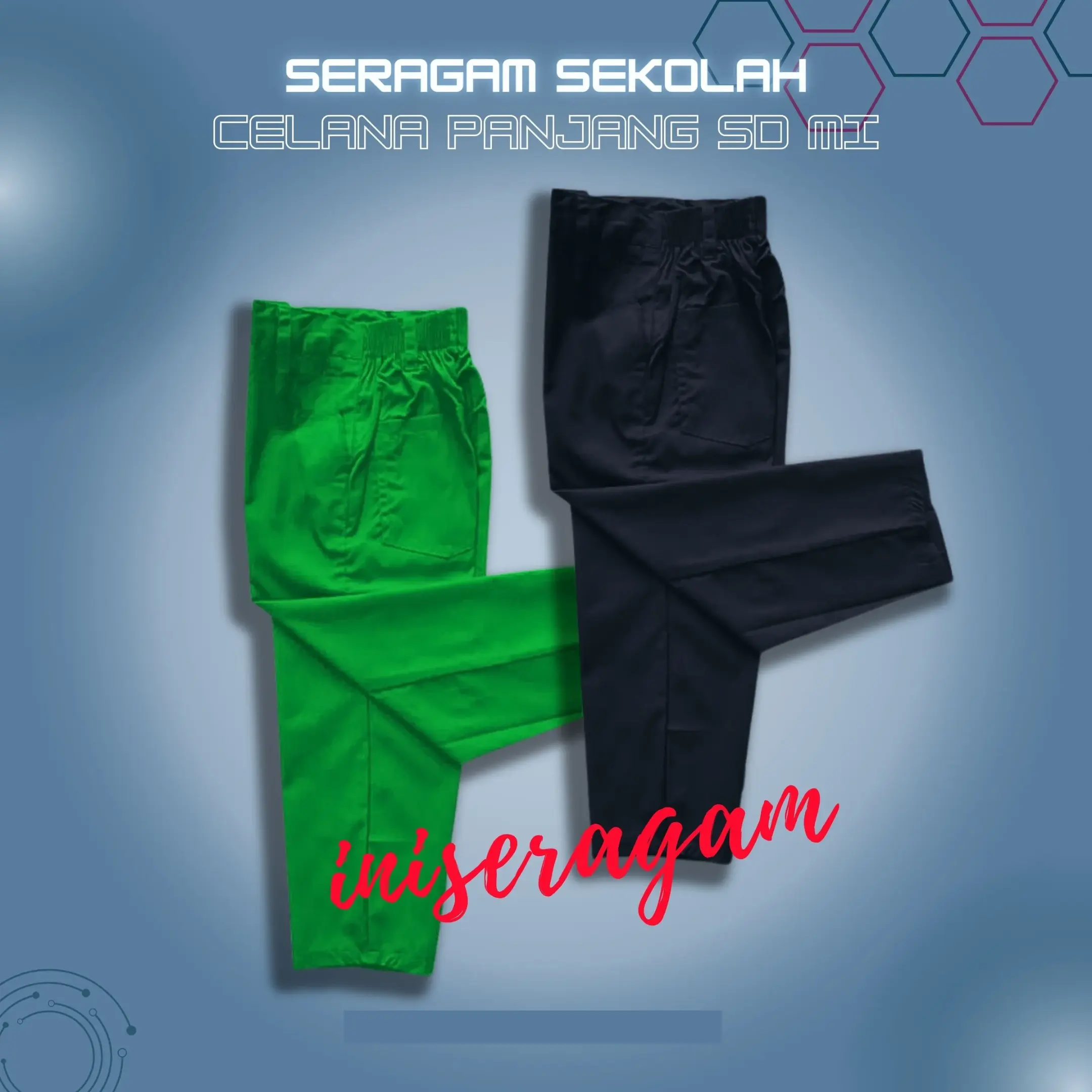 Seragam Sekolah Celana Sekolah Panjang MI SD Laki Laki Kelas 1 2 3 4 5 6 Warna Hijau Hitam / Celana Sekolah Panjang Bawahan Seragam Sekolah SD MI
