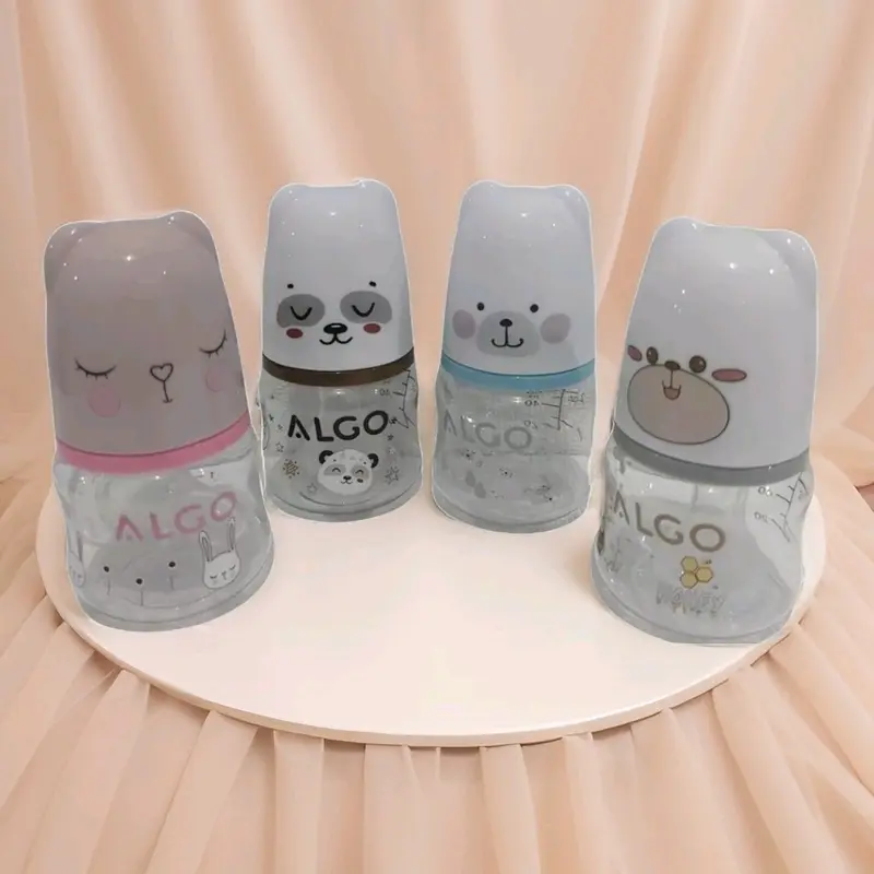 Botol Susu Bayi Algo Newborn Karakter Boneka 60ml tanpa gagang,botol susu 120 ml & 240ml dengan gagang 0-3 bln, 3-6  Bulan BPA Free - Botol Susu Dot Standar Bottle - Minum kempong botolsusu Pink Biru 2