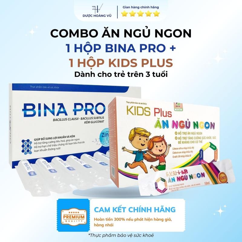 [DHV] Combo Ăn ngủ ngon, tiêu hoá khoẻ Men vi sinh BINA PRO + Siro KIDS PLUS ĂN NGỦ NGON | Dành cho trẻ trên 3 tuổi