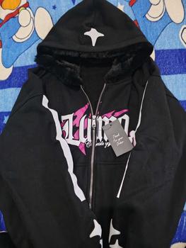 Product Review of HOODIE BOXY Menyala ZipperJAKET ZIPPER BOXY SABLON FOAMING DAN AKSEN MENYALA BLACK PING PRIA WANITA Unisex Hitam Sweater Santai from m**r 2