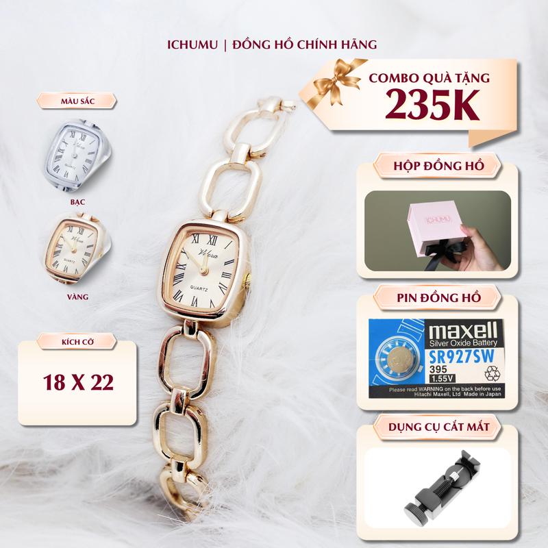 [NEW] Đồng hồ thời trang thiết kế không kim giây Velora dây xích thiết dạng lắc tay - DH01 Women Watch Voi 0