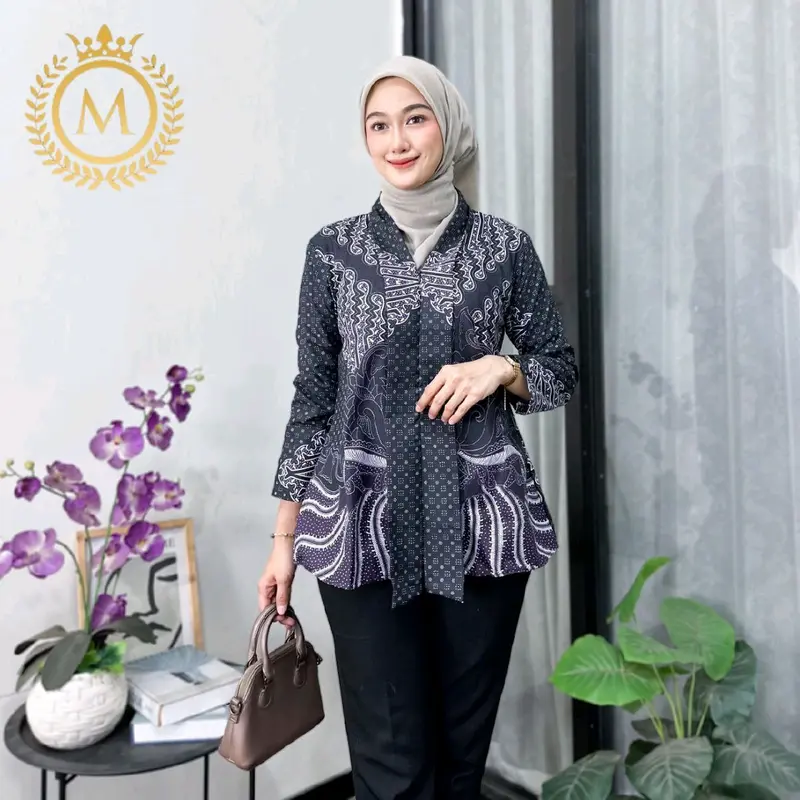 0ATASAN BATIK WANITA MODERN BAJU BATIK KANTOR WANITA COUPLE BATIK NEW HEM BLUS BLOUSE TRENDING INTERNATIONAL COUPLE SERAGAM TERLARIS - Katun 4