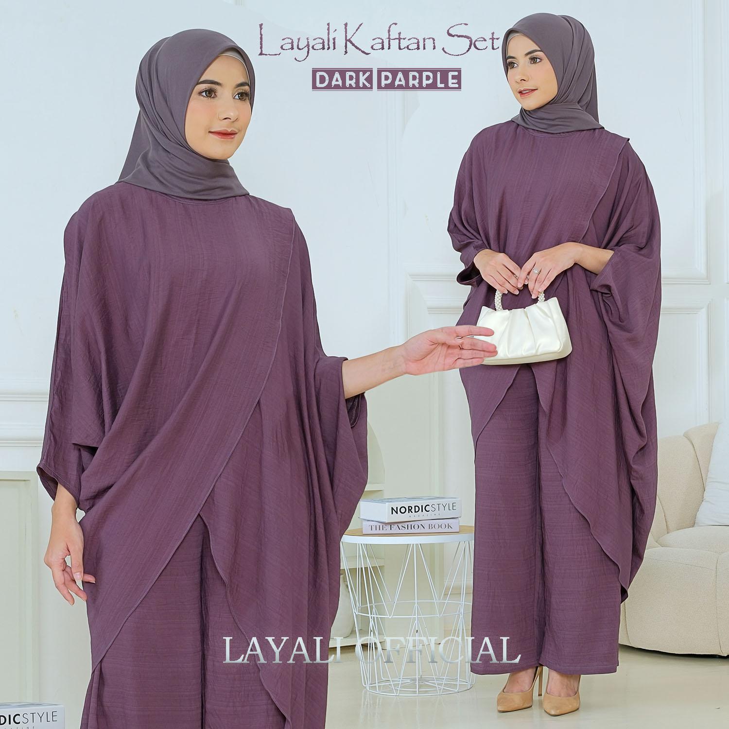 Layali Kaftan Stelan Celana One Set Kondangan Simple