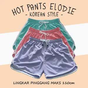 HOT PANTS ELODIE CELANA PENDEK SANTAI WANITA SHORT PANTS WANITA HOTPANTS HIGHWAIST SUPPLIER CELANA MURAH Karet Katun Shorts