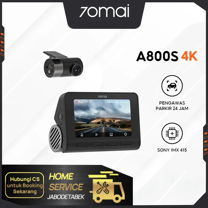 70mai Dash Cam A800s HD 4K 2160P GPS ADAS Set (Front+Rear Camera) Kamera Depan Belakang Kamera Dasbor Mobil 2023 0