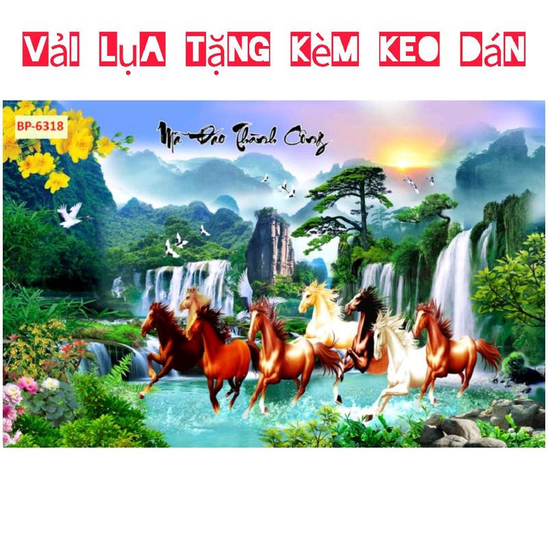 Tranh 3d dán tường tranh ngựa mã đáo thành công Treo Tường