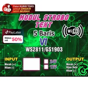 MODUL STROBO RUNNING TEXT 5 BARIS V1 12VOLT DAN 24VOLT