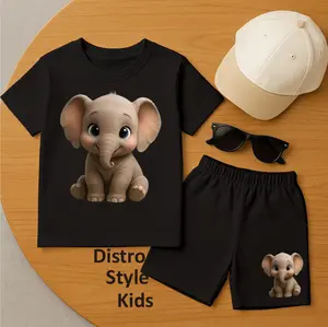 DISTRO STYLE KIDS-BAJU SETELAN ANAK PEREMPUAN DAN LAKI LAKI GAMBAR GAJAH / SETELAN ANAK PEREMPUAN BAHAN KATUN COMBED LENGAN PENDEK / SETELAN ANAK PEREMPUAN SEHARI HARI / SETELAN ANAK KAOS LENGAN PENDEK DAN CELANA PENDEK / SETELAN BAJU ANAK TERBARU VIRAL
