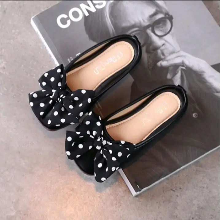 Sendal selop anak perempuan lucu / sendal selop anak cewe model pita pulkadot 2024 / sendal selop anak perempuan umur 3-10 tahun Sandal Sandal Sandal Fashion 2